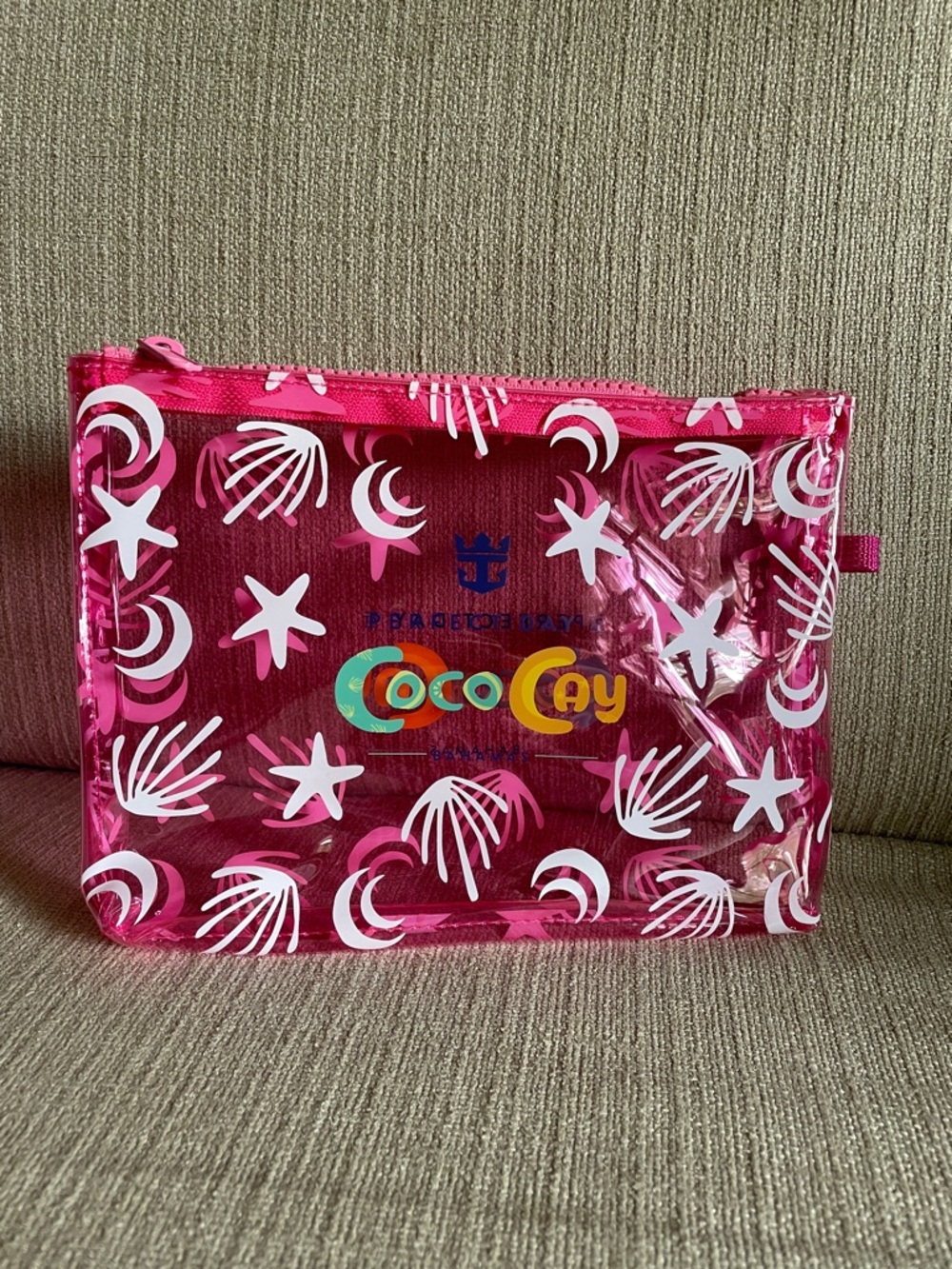 Royal Caribbean Perfect Day in Coco Cay Clear Pink Tote with Matching Pouch - Picture 2 of 7